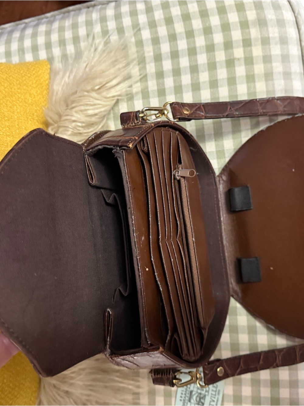 Dooney & Bourke Dark Brown Woven Leather Top-Handle Satchel - Picture 5 of 9